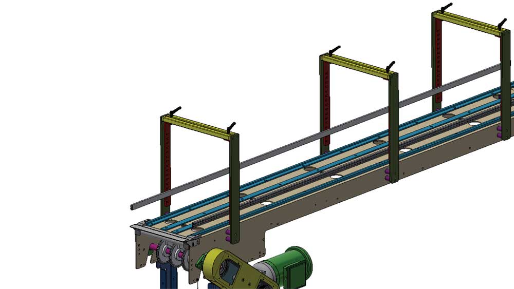 cad drawing of up and over guide rail on white
